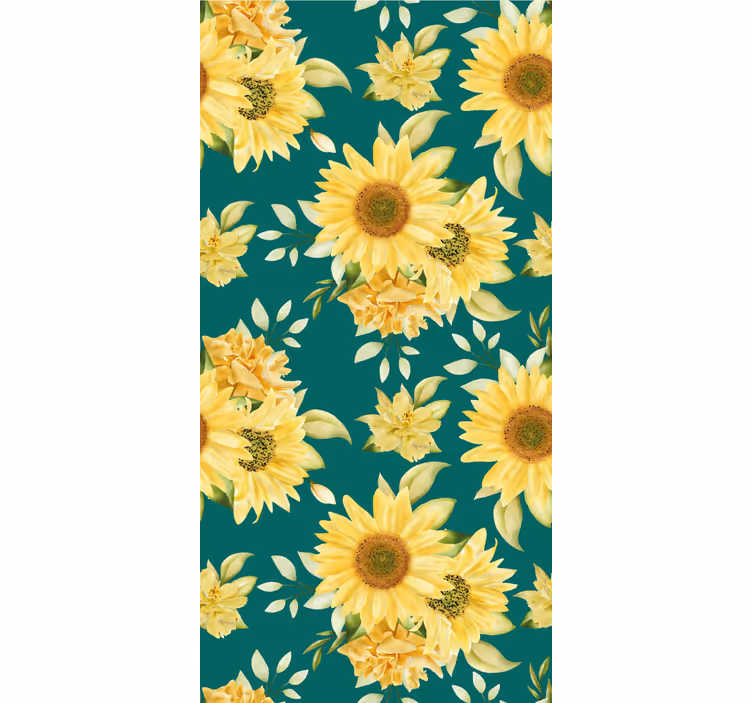 Papel pintado floral Girasoles y un jardín - TenVinilo