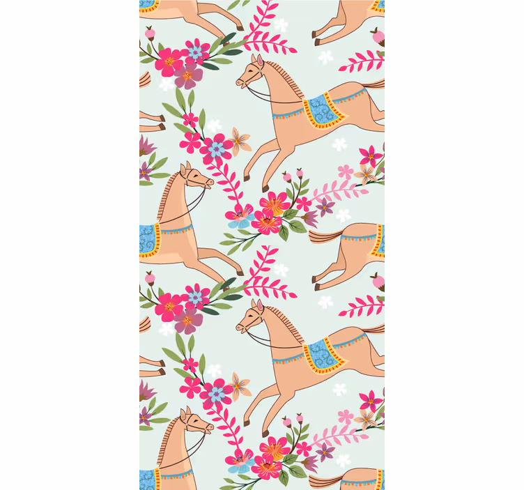 Papel tapiz animales flores ecuestres - TenVinilo