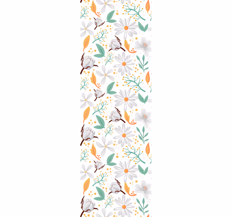 Papel pintado floral Flores sobre un fondo blanco - TenVinilo