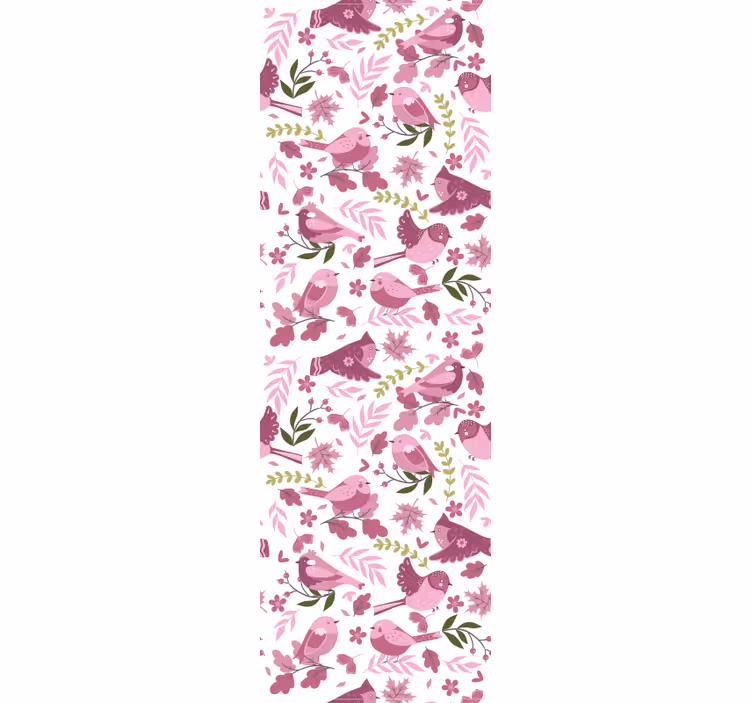 Papel pintado para entradas Pájaro en una rama de flores rosadas - TenVinilo