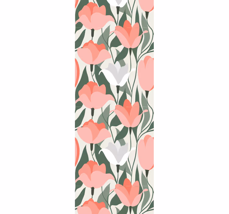 Papel tapiz flores patrón de tulipanes botánicos - TenVinilo