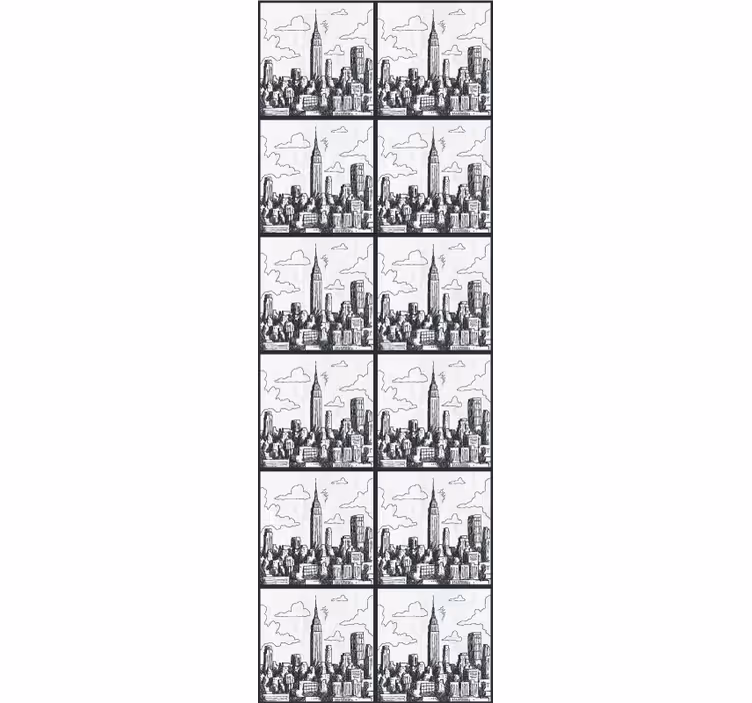 Papel tapiz ciudades bosquejo del horizonte urbano - TenVinilo