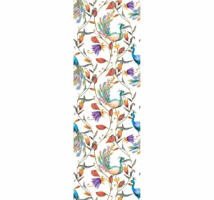 Papel pintado flores Flores de jardín con pajaritos - TenVinilo