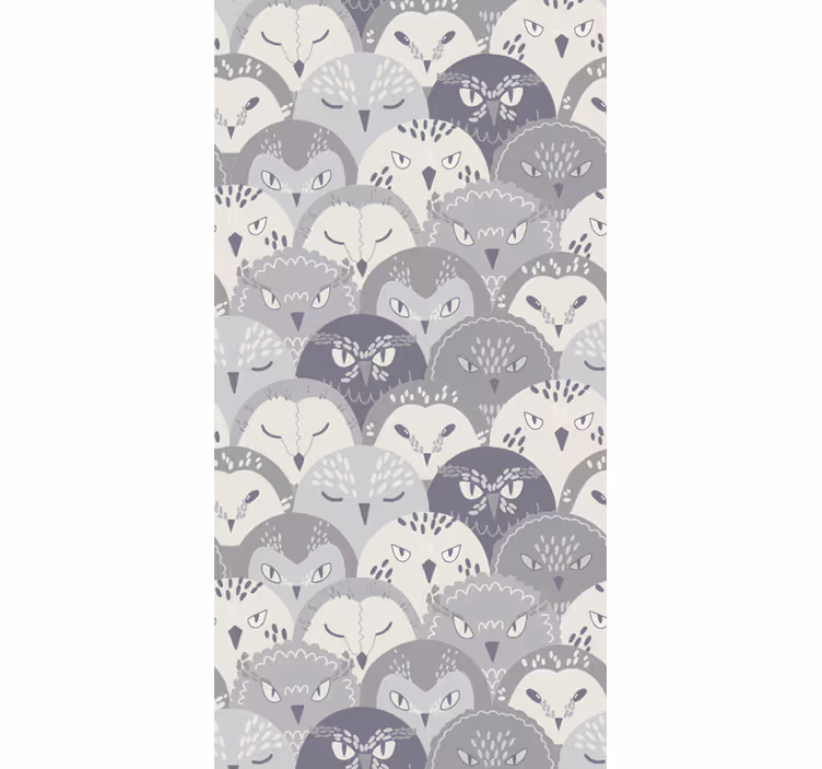 Papel pintado infantil Búho gris en enredaderas estilo nórdico - TenVinilo