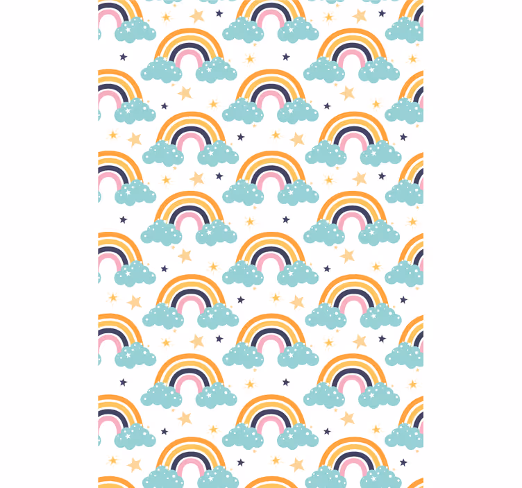 Papel tapiz infantil cielo estrellado arcoiris - TenVinilo