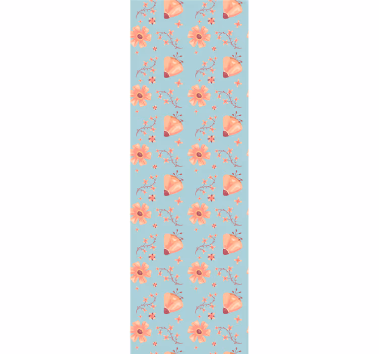 Papel tapiz flores patrón floral de mariposa - TenVinilo