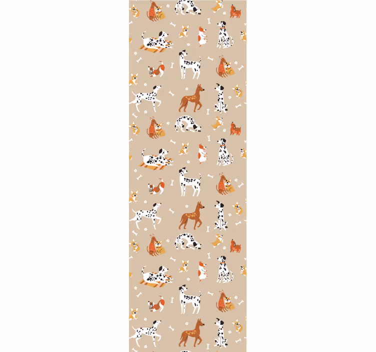 Papel pintado infantil Hermosos perros lindos aislados en beige - TenVinilo