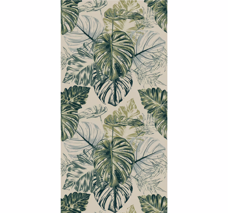 Papel pintado abstracto Hojas de monstera descoloridas con gris - TenVinilo