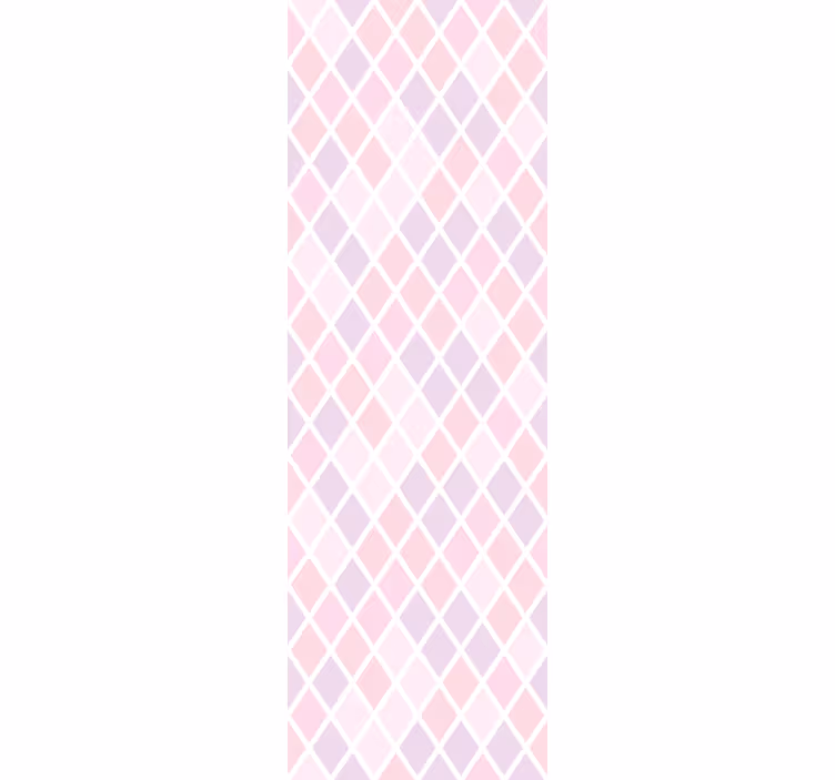 Papel pintado cuadros Diseño de rombos rosados y blancos - TenVinilo