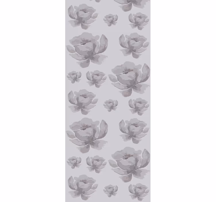 Papel pintado retro Patrón floral gris de los años 80 - TenVinilo