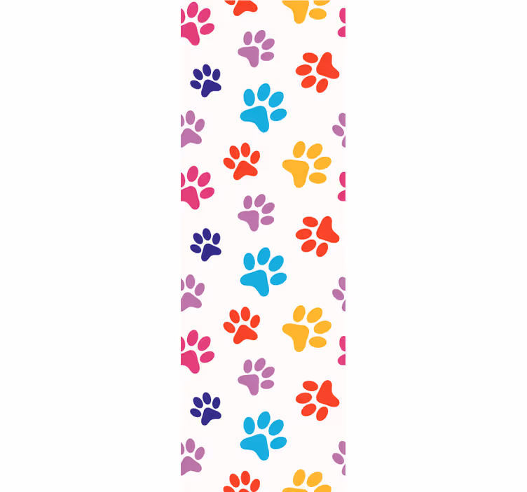 Papel tapiz perros patrones de patas de colores - TenVinilo
