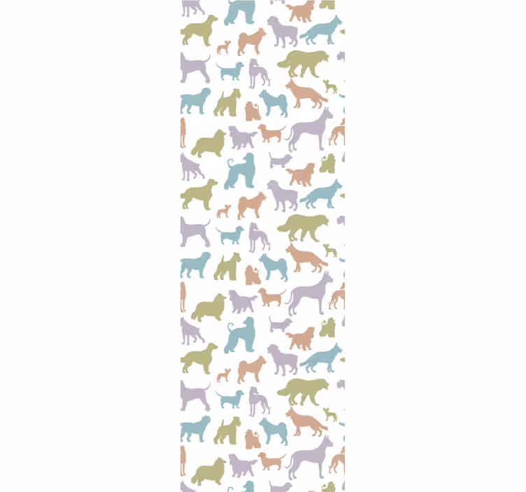 Papel pintado infantil Colores pastel siluetas de perros - TenVinilo