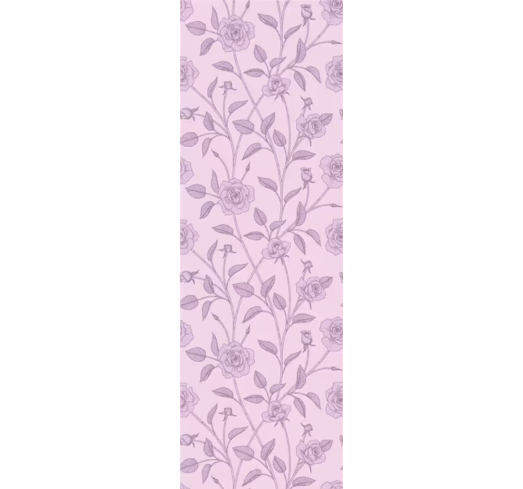 Papel pintado flores Pintura al óleo púrpura rosas vintage - TenVinilo