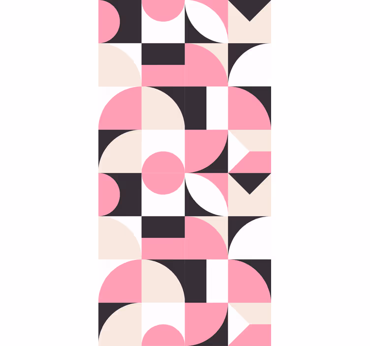 Papel tapiz geométrico patrón moderno rosa y negro - TenVinilo