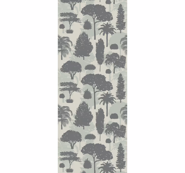 Papel tapiz paisaje patrón de silueta de árbol - TenVinilo