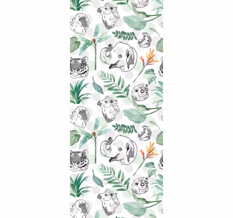 Papel tapiz animales caras de la jungla - TenVinilo