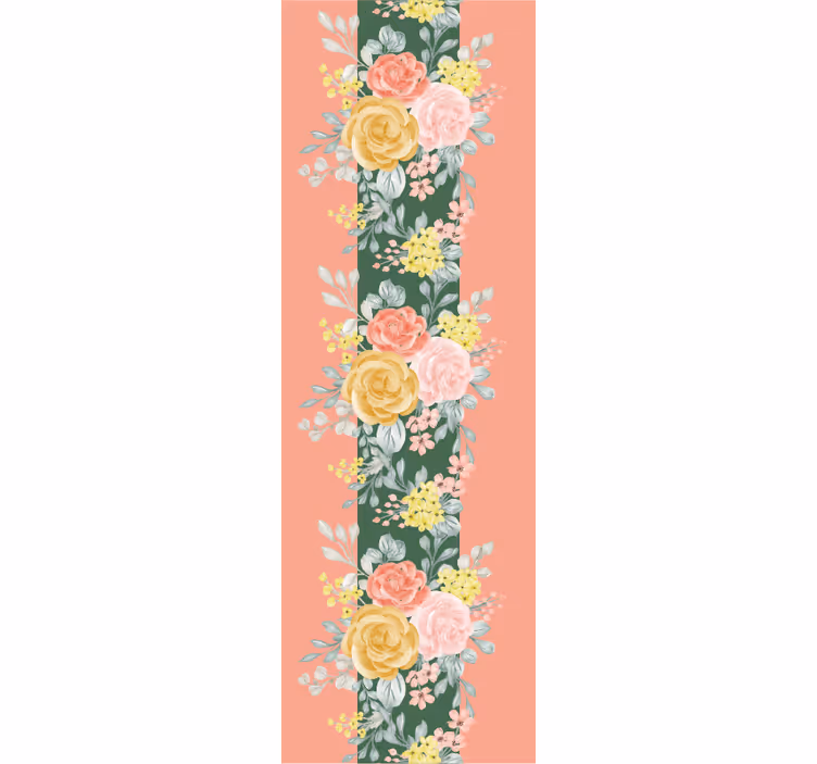 Papel pintado naturaleza Patrón de línea de flores de colores - TenVinilo