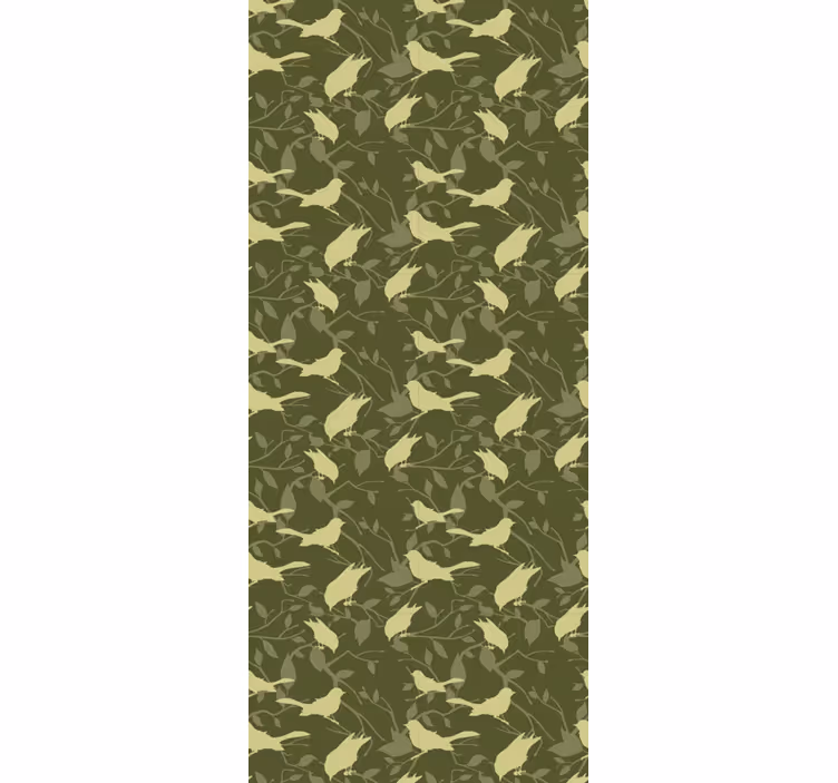 Papel pintado salón Patrón de estilo victoriano de pájaros verdes - TenVinilo