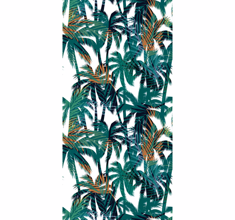 Papel tapiz selva palmeras verdes y blancas - TenVinilo