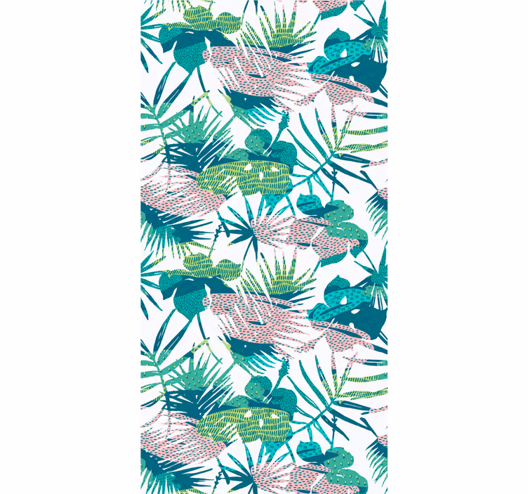 Papel pintado naturaleza Hojas y flores patrón tropical - TenVinilo