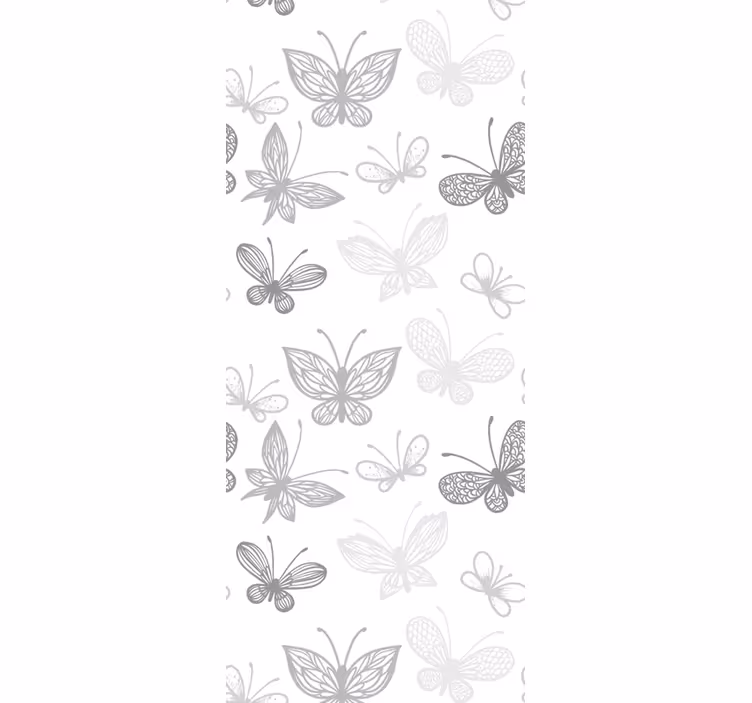Papel tapiz mariposas elegante patrón gris - TenVinilo