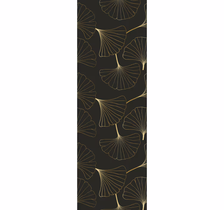Papel pintado moderno Hojas de ginkgo carbón dorado - TenVinilo