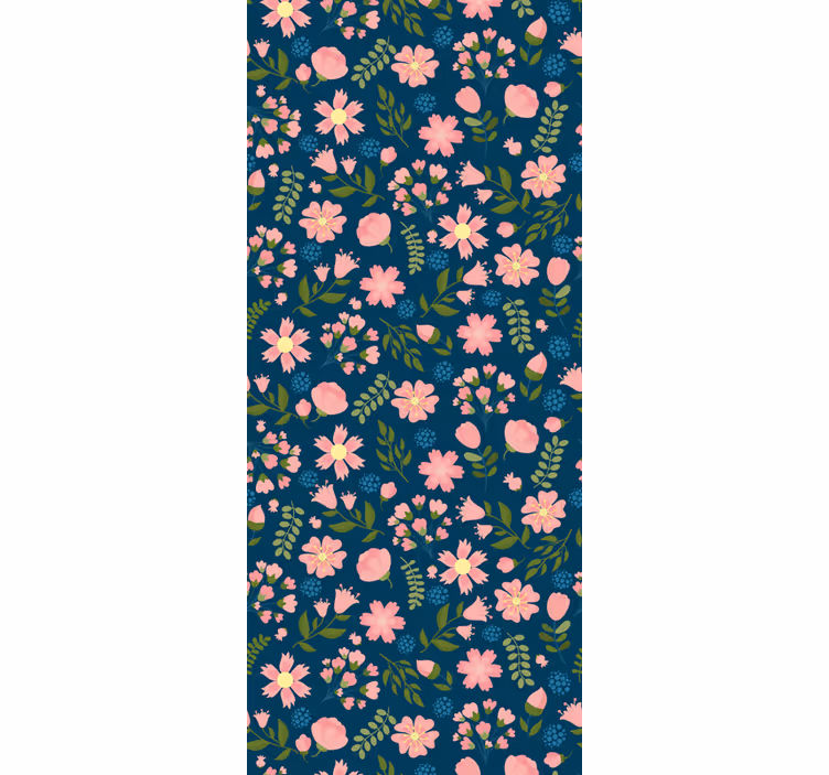 Papel tapiz flores patrón rosa y azul - TenVinilo