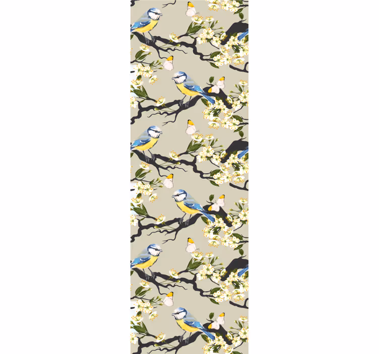 Papel tapiz pájaros ramas de herrerillo común - TenVinilo