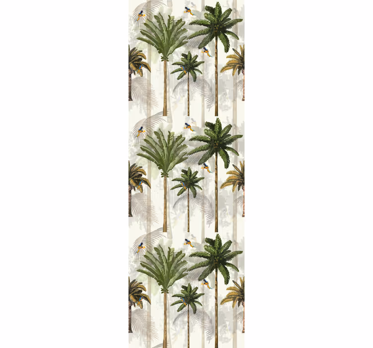 Papel pintado naturaleza Palmeras artísticas con loros - TenVinilo