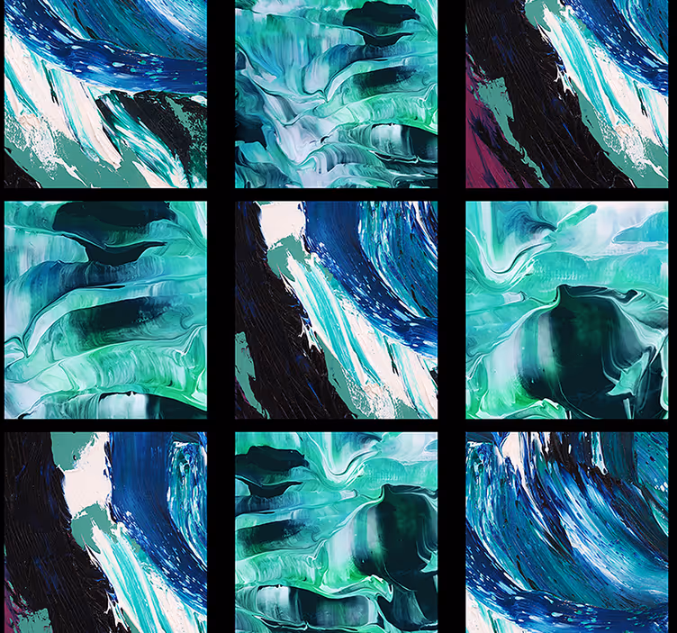 Papel pared abstracto azulejos con pintura azul - TenVinilo