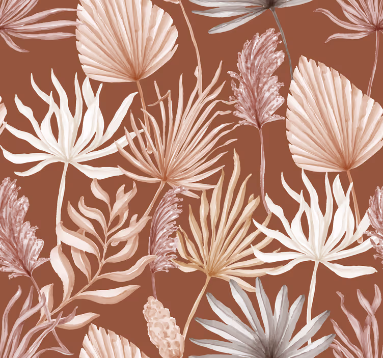 Papel tapiz terracota hojas de monstera - TenVinilo