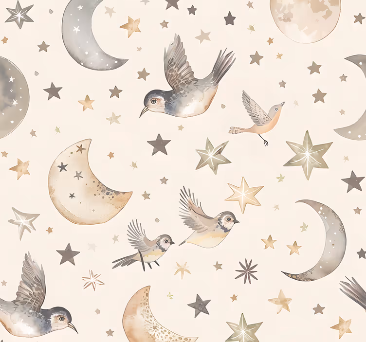 Papel tapiz bebé cielo nocturno beige - TenVinilo