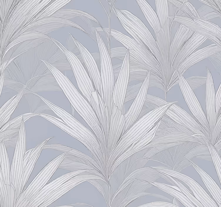 Papel tapiz gris hojas de palma - TenVinilo