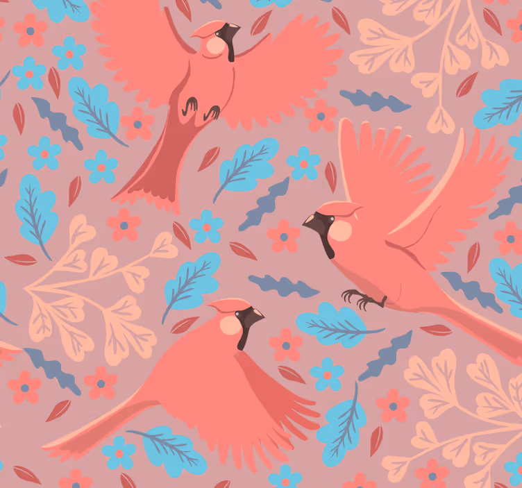 Papel tapiz pájaros patrón de motivo de pájaro - TenVinilo
