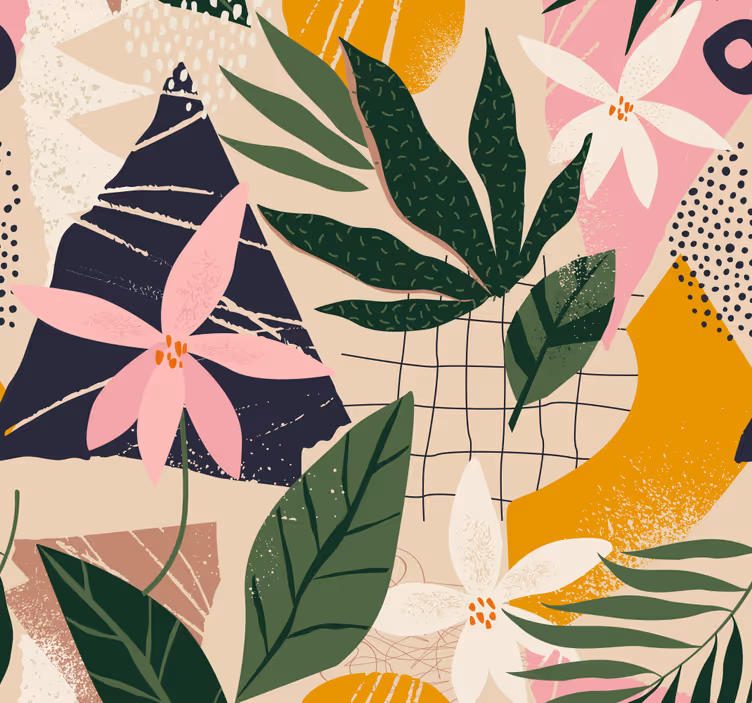 Papel tapiz naturaleza patrón de flora tropical - TenVinilo