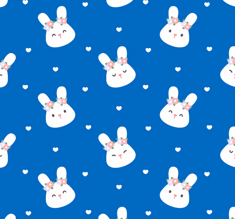 Papel tapiz animales patrón de conejito - TenVinilo