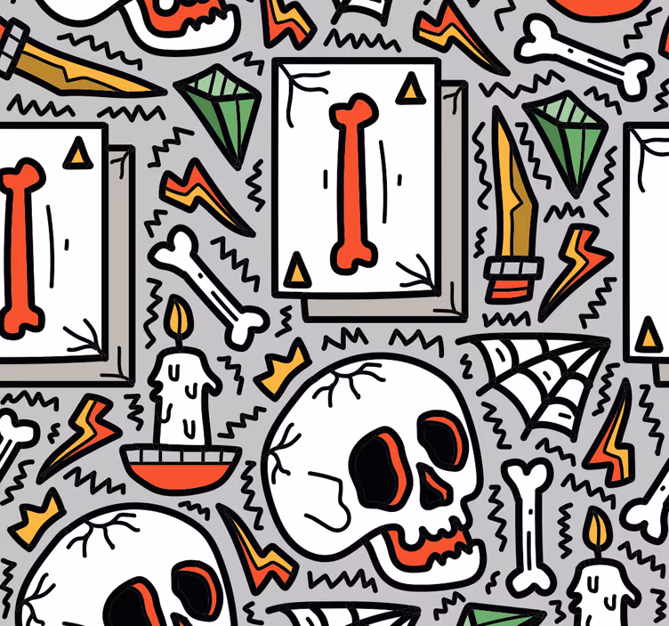 Papel tapiz juvenil graffiti de calavera - TenVinilo