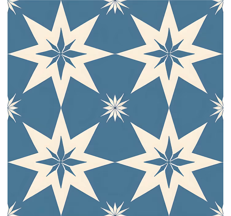 Papel tapiz azulejos diseño estrellado azul - TenVinilo