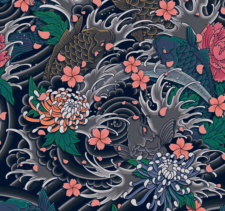 Papel tapiz floral motivo floral adornado - TenVinilo