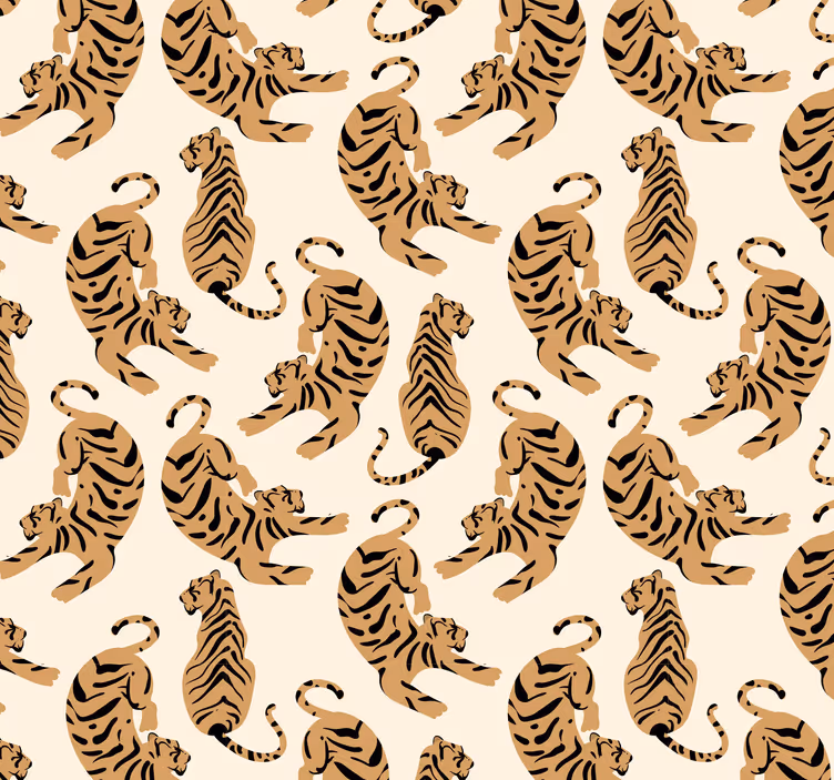 Papel pintado infantil patrón de tigres - TenVinilo