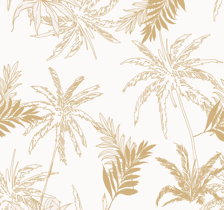 Papel de pared para salón hojas tropicales doradas - TenVinilo
