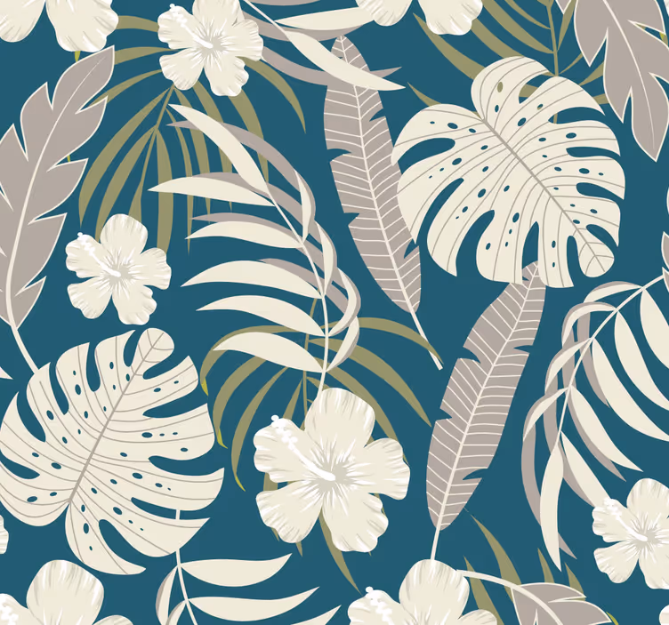 Papel de pared para salón dibujo de hojas tropicales - TenVinilo