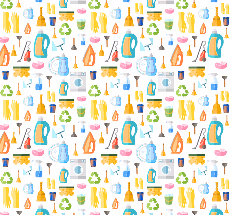 Papel pintado cocina Iconos de colores de lavandería - TenVinilo