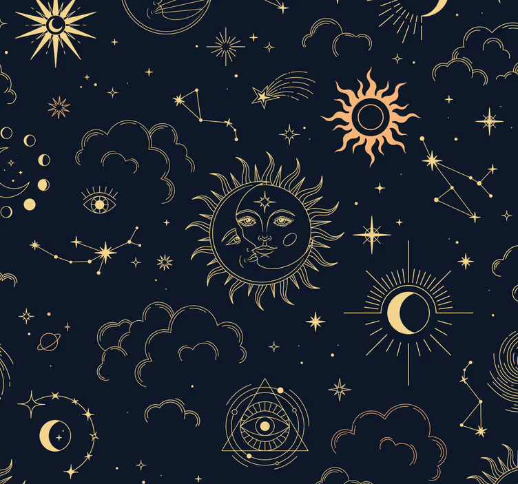 Papel pintado moderno Sol dorado - TenVinilo