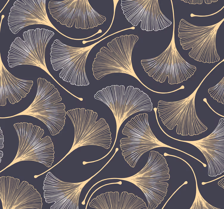 Papel pintado moderno Hojas de ginkgo en forma de abanico - TenVinilo