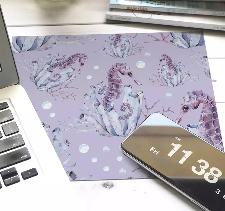 Alfombrilla de ratón caballito de mar acuarela - TenVinilo
