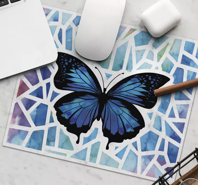 Alfombrilla ratón mosaico mariposa modernista - TenVinilo