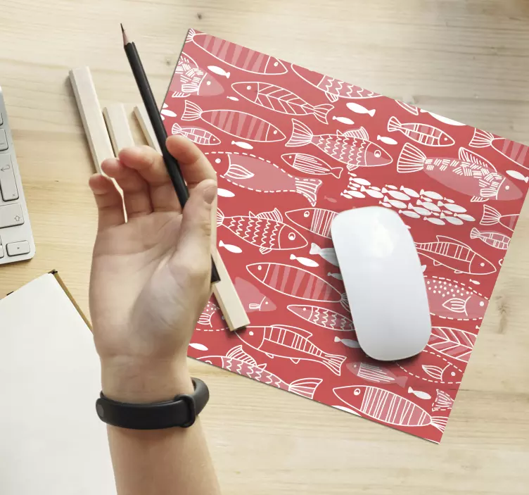 Alfombrilla ratón roja peces bajo el mar - TenVinilo