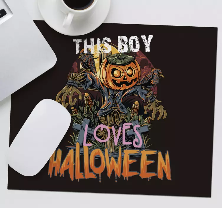 Alfombrilla ratón este chico ama Halloween - TenVinilo