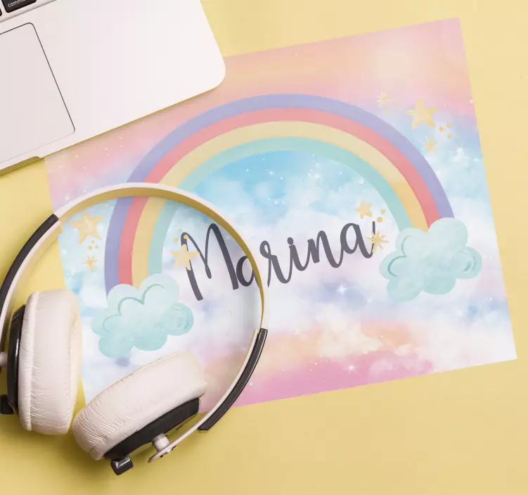 Alfombrilla ratón personalizable Fantásticas nubes arcoiris - TenVinilo